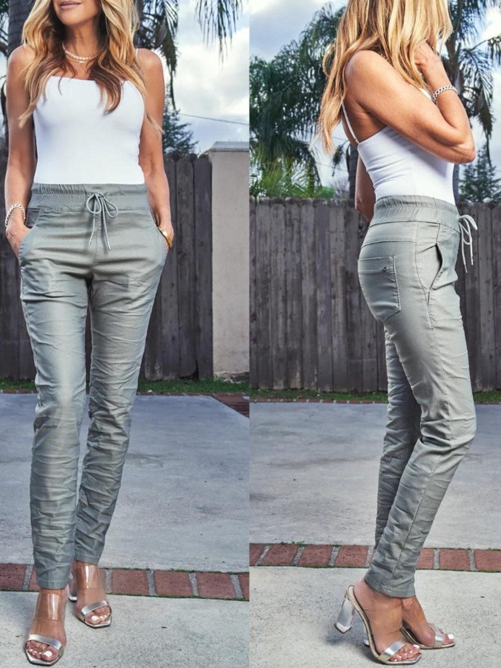 Bevy Flog Shely Sage Drawstring Pants in Sage Size 25